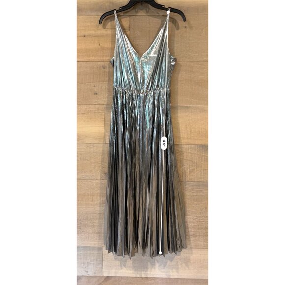 Allsaints Spark Metallic Pleated Maxi Dress Size S - Picture 4 of 8